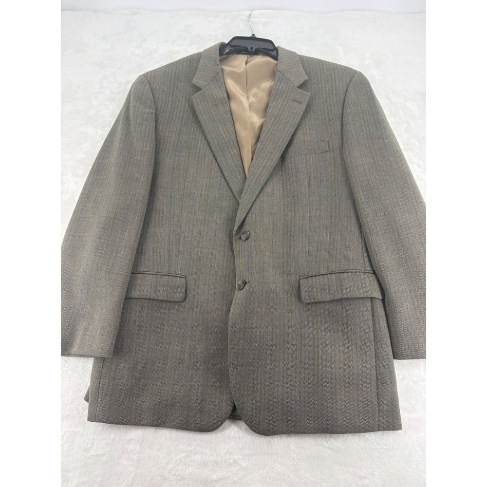 Lauren Ralph Lauren Sport Coat 44R Wool Herringbone Plaid Brown Blazer